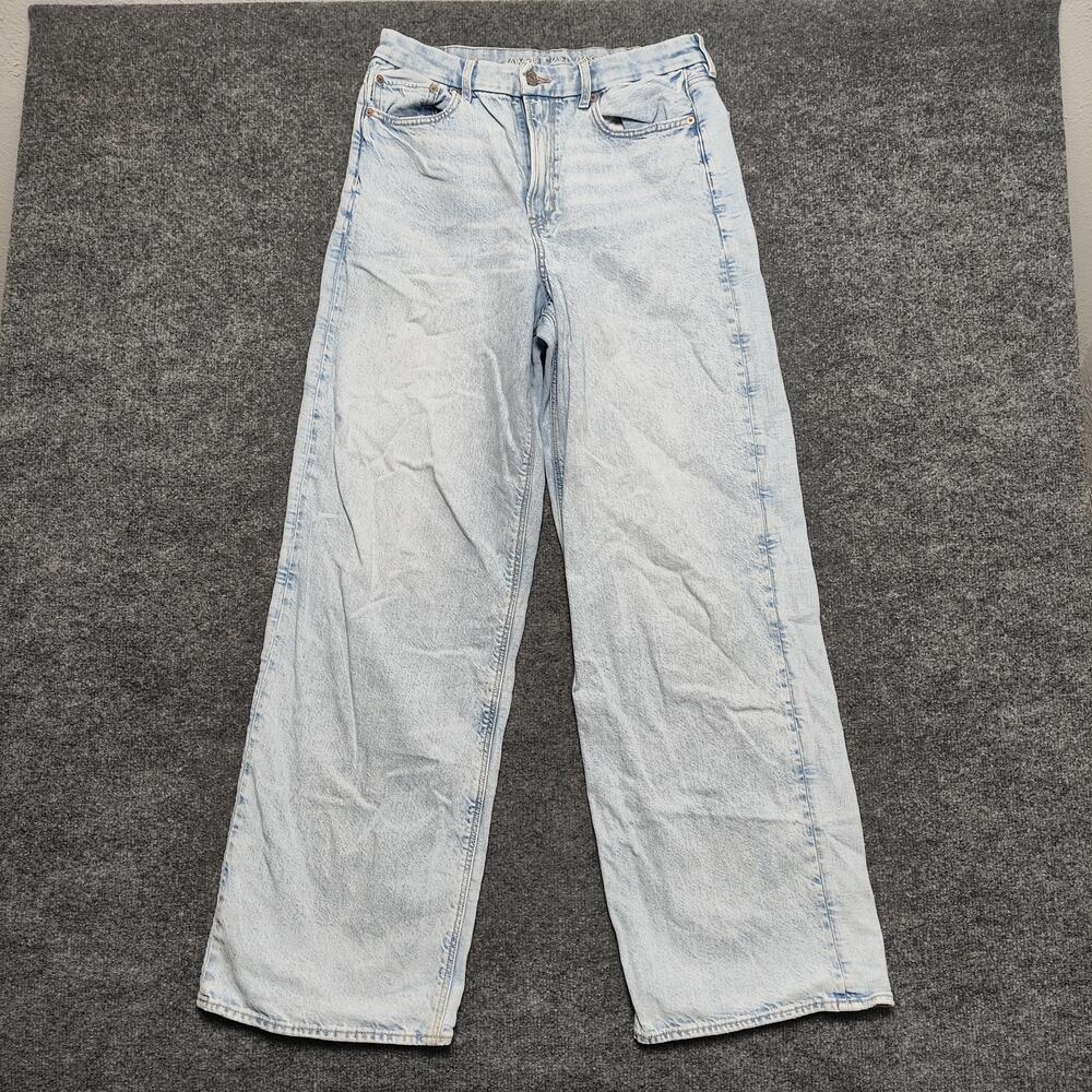 American Eagle Outfitters Jeans Womens 12 Long Light Blue High Rise Wide Leg